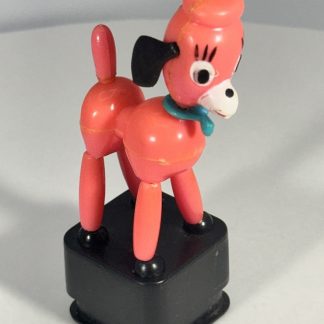 Vintage 1960s Imperial Toy Pink Poodle Push Puppet - Collapsible Toy