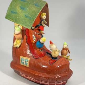 Vintage 1960s Paper-Maché "Old Woman in a Shoe" Nursery Rhyme Art