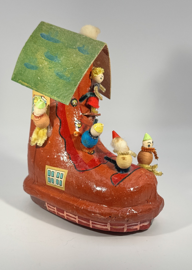 Vintage 1960s Paper-Maché "Old Woman in a Shoe" Nursery Rhyme Art