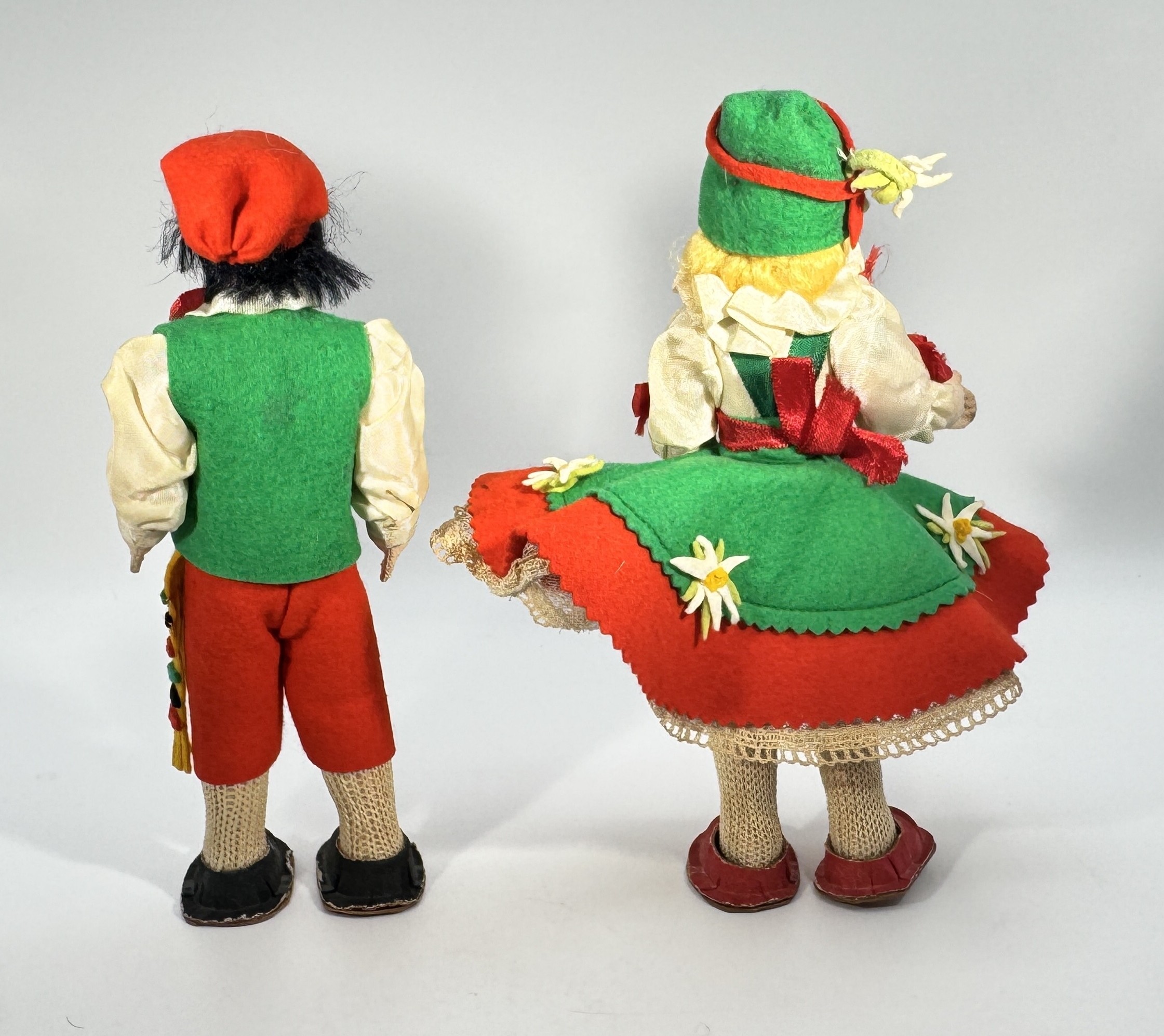 Vintage German Folk Doll Pair • 1950s-1960s • Bavarian Costume • 7.5" - Image 4