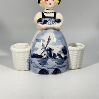 Vintage Delft Dutch Girl Toothpick Holder - Japan 1940s
