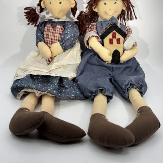 Lot of Two - Vintage Rag Dolls Boy & Girl • Nantucket Distributing • 19" Tall