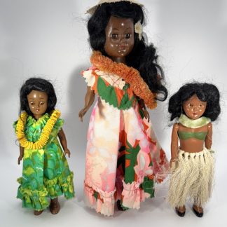 Vintage 1950s-60s Hawaiian Sleepy Eye Dolls Set - 3 Dolls
