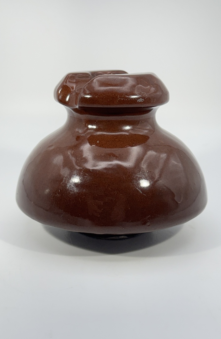 Vintage 1920's Chocolate Brown Porcelain Saddle Insulator 4.5″×3.75″ - Image 2