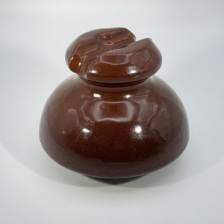 Vintage 1920's Chocolate Brown Porcelain Saddle Insulator 4.5″×3.75″