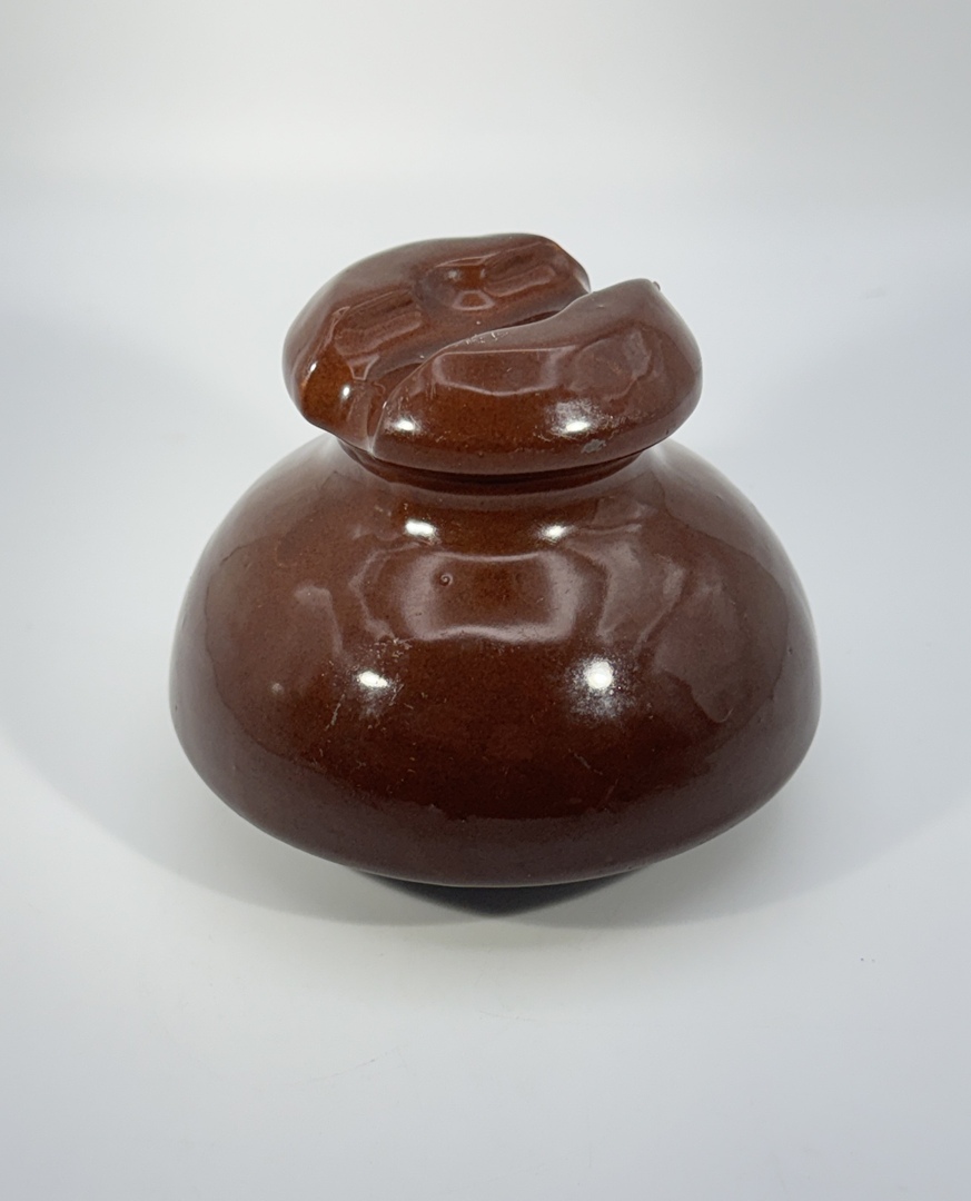 Vintage 1920's Chocolate Brown Porcelain Saddle Insulator 4.5″×3.75″