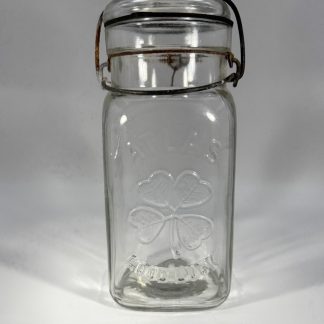 Vintage Hazel‑Atlas Good Luck Mason Jar 7.5" Clear Square