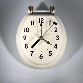 Vintage Johnny Toilet Seat Clock – 8' 'x 6.5'' Ceramic, New Quartz, Mouse Second Hand